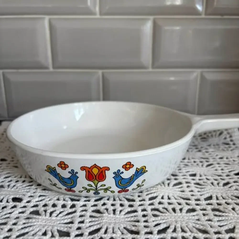 Vintage 70s Corning Ware Country Festival Skillet and Saucepan Set
